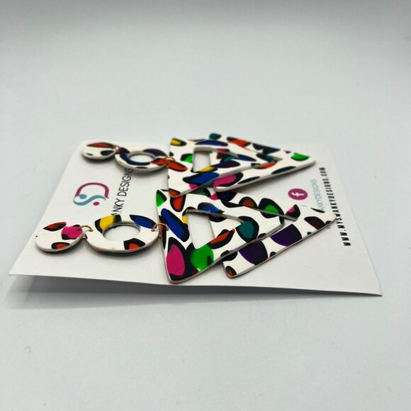 Swanky Designs Leopard T Dangle Earrings in Multicolor MSRP $55 NWT - Picture 4 of 5